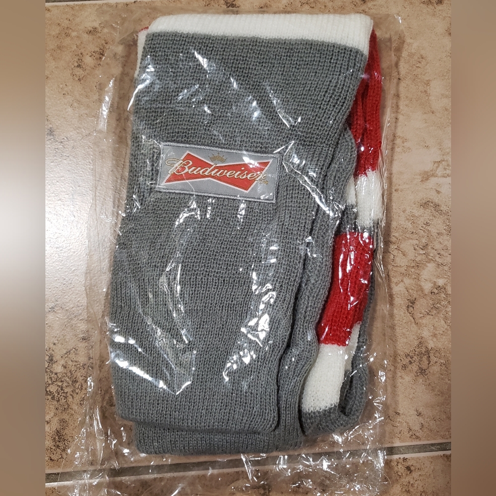 Budweiser Gray and Red Knit Scarf